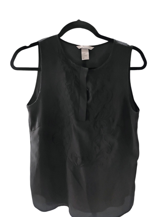 H&M Tops - H&M Black Sleeveless Embroidered Shell Top SZ 4